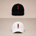 Black and white versions of The Last Shot embroidered dad cap by Hai Tide featuring original basketball-inspired embroidery.